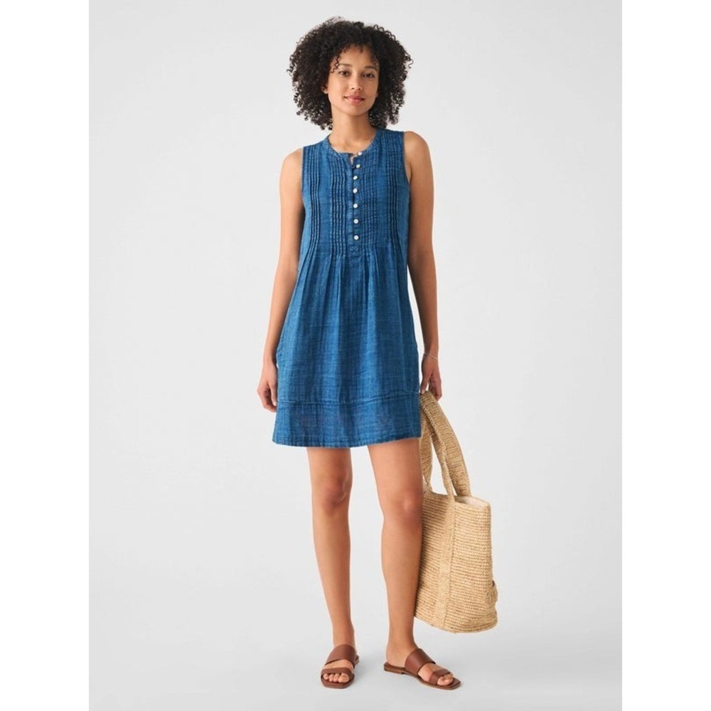 Faherty Isha Organic Gauze Cotton Pintuck Dress
